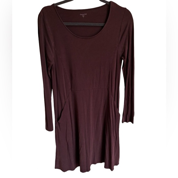 Garnet Hill Brown Long Sleeve Scoop Neck Casual Dress - Picture 1 of 7